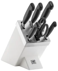 Zwilling Vier Sterne, Life sada nožov + blok - 6ks, biela 35148-207-0